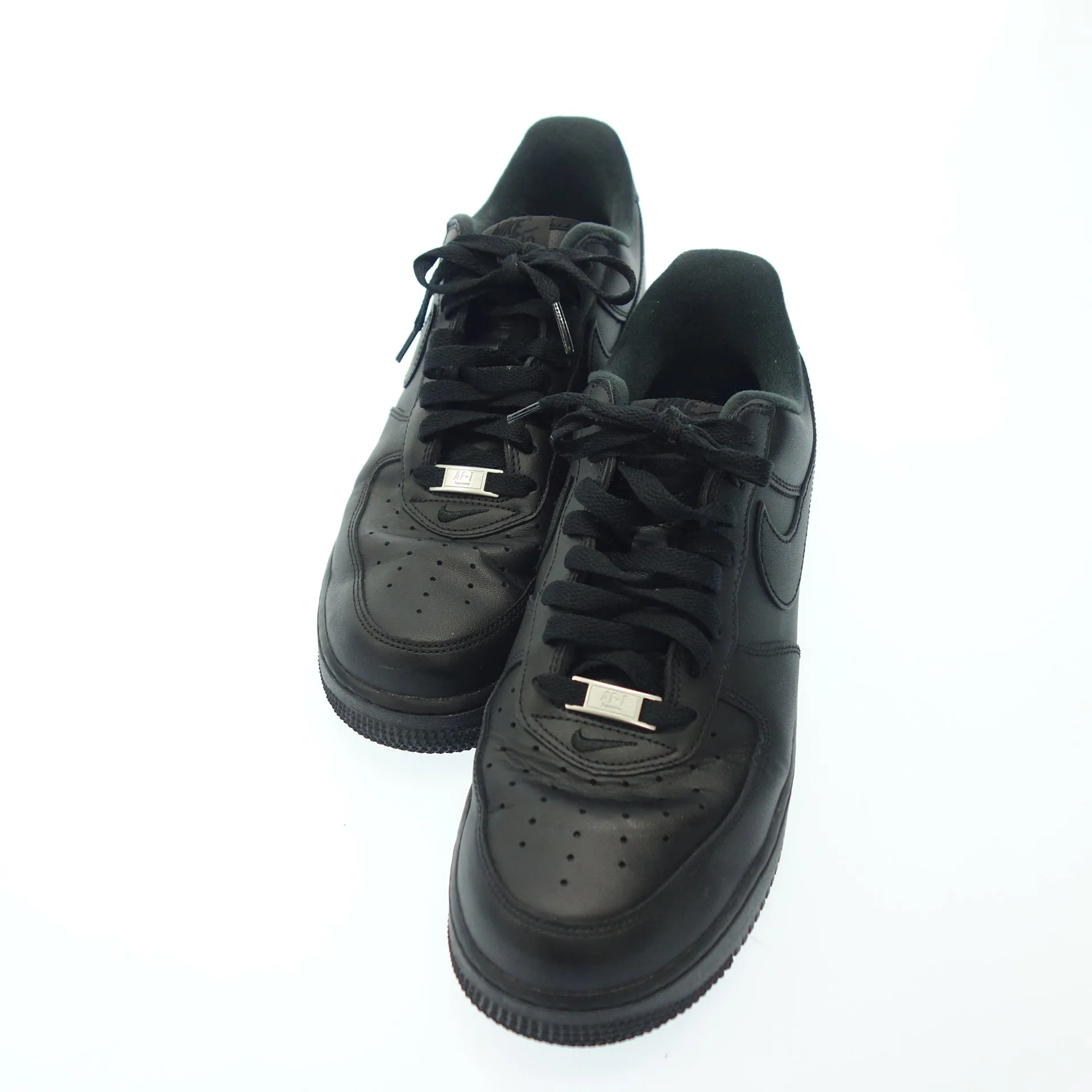 中古◆ナイキ シュプリーム レザースニーカー AIR FORCE 1 LOW SP CU9225-001 メンズ ブラック系 サイズ27.5 NIKE×SUPREME【AFD8】