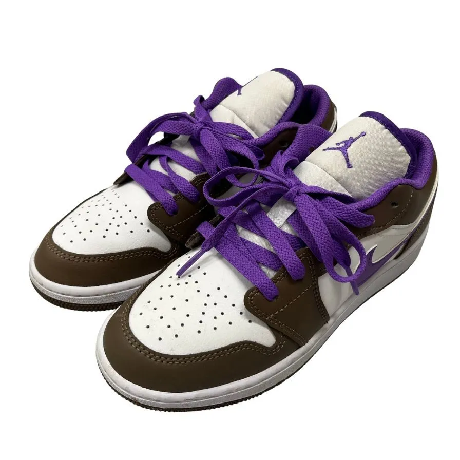 極美品◆ナイキ スニーカー エアジョーダン1 ロウ ブラウン×パープル レディース サイズ22.5cm Nike GS Air Jordan 1 Low【AFC32】