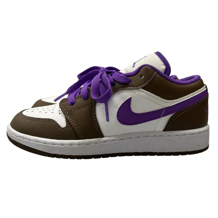 極美品◆ナイキ スニーカー エアジョーダン1 ロウ ブラウン×パープル レディース サイズ22.5cm Nike GS Air Jordan 1 Low【AFC32】