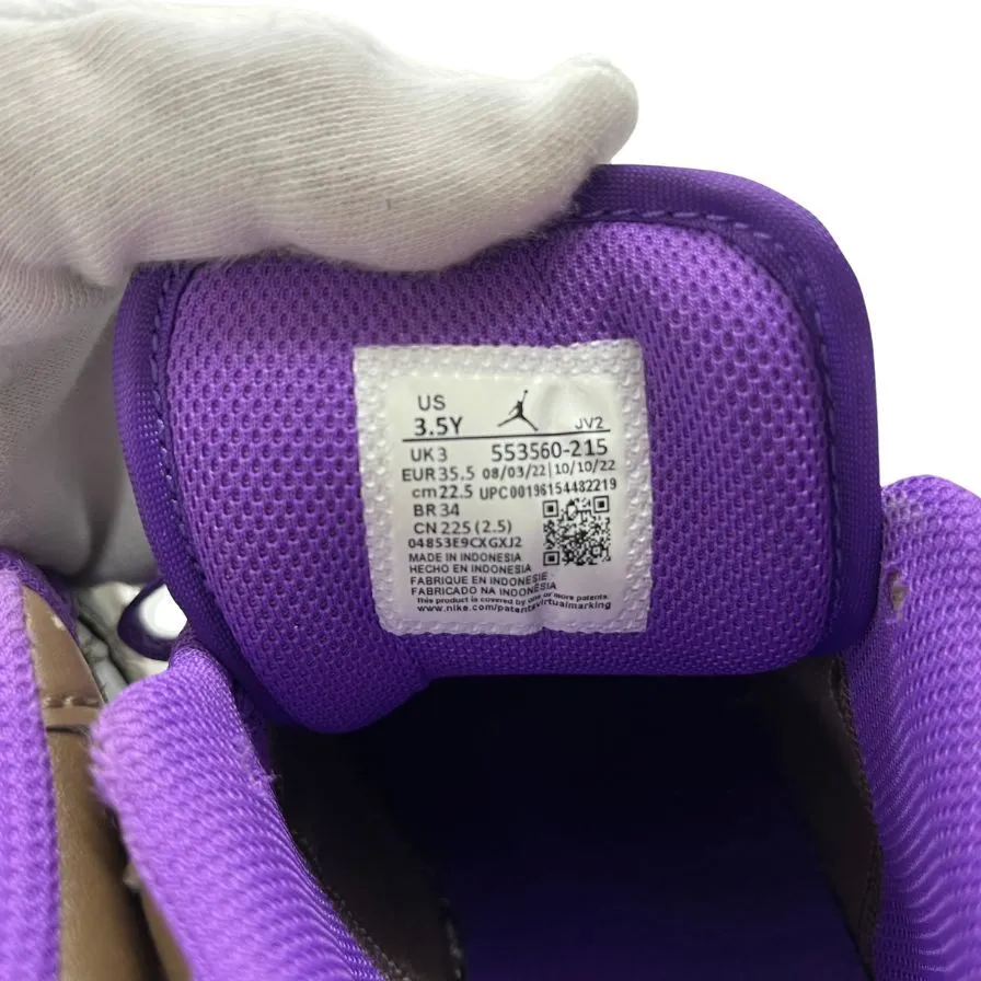 極美品◆ナイキ スニーカー エアジョーダン1 ロウ ブラウン×パープル レディース サイズ22.5cm Nike GS Air Jordan 1 Low【AFC32】